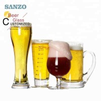 Sanzo 330ml Beer Glass With Handle Crystal Beer Glasses Engraved Mini Glass Beer Mug