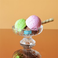 Diamond machine made Ice cream Glass with Short Stem for home use