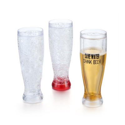 Double wall beer drinking mug with cooling jelly