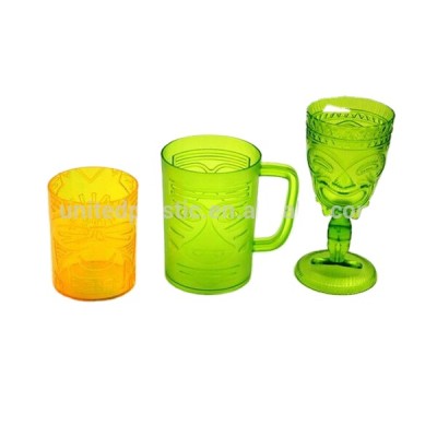 Customizable plastic drinking mug tiki cup