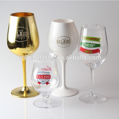 United plastic Wholesale Cheap Wedding Decorated goblet red wine glasses